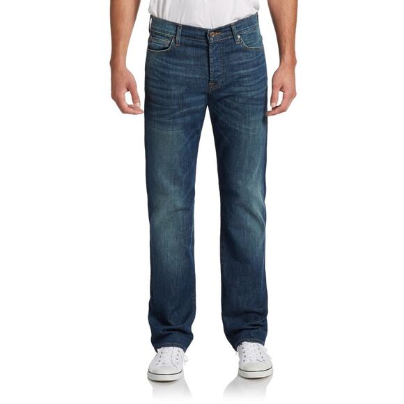 7 for All‎ Man Kind Men's Blue Cotton Blend Straight Leg Standard Denim Jeans 30 - Picture 1 of 10